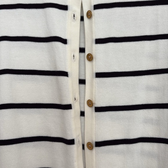 Talbots Striped Cream and Black Cardigan Sweater with Front Buttons. Size XL p - Picture 3 of 11